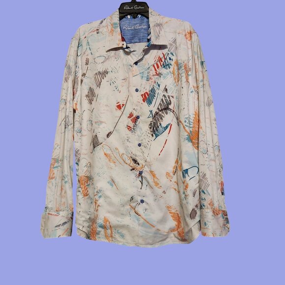 Robert Graham Men's Embroidery Abstract Print Button-Up Shirt Size 2XL - Picture 2 of 9